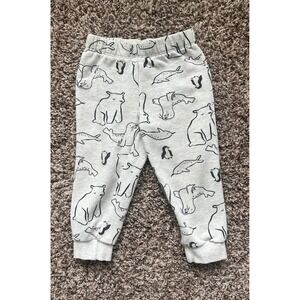 Carters Arctic Animal Fleece Jogger Pants Gray Polar Bear Seal Penguin 24M 0781